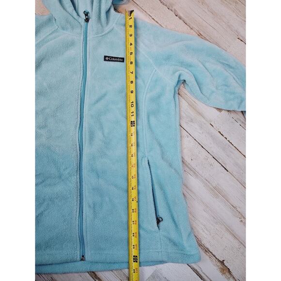 Columbia Girls Sz XL Soft Light Blue Fleece Full Zip Hoodie - Picture 7 of 10